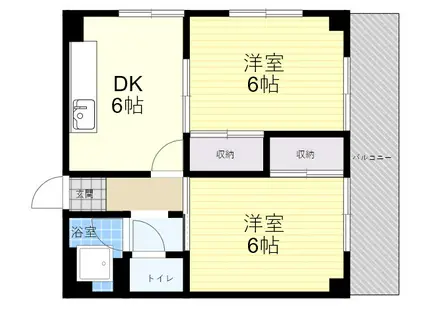 グレイスハイツ六甲(2DK/3階)の間取り写真