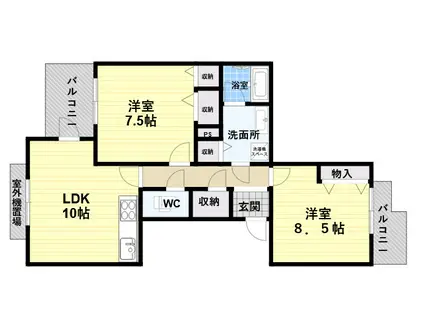 シュネルパーク・レジデンス(2LDK/1階)の間取り写真