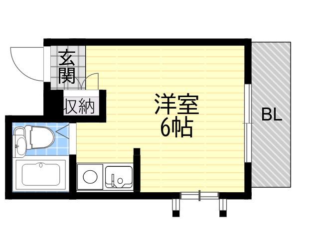 ダンディライオン御影(ワンルーム/3階)の間取り写真