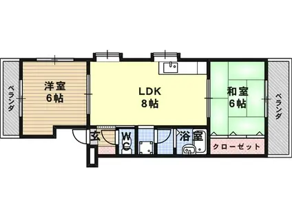 糸井マンション(2DK/2階)の間取り写真