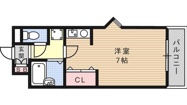 ワイズ六甲(ワンルーム/2階)の間取り写真