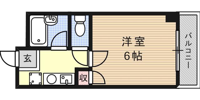 シャルマンフジ御影参番館(1K/2階)の間取り写真