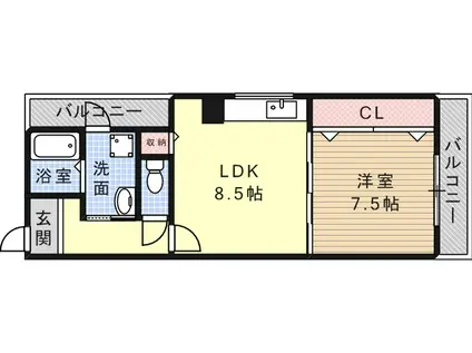 グレードタイム六甲(1LDK/4階)の間取り写真