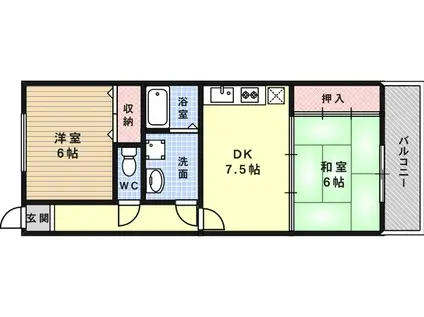 グレードタイム六甲(2DK/2階)の間取り写真