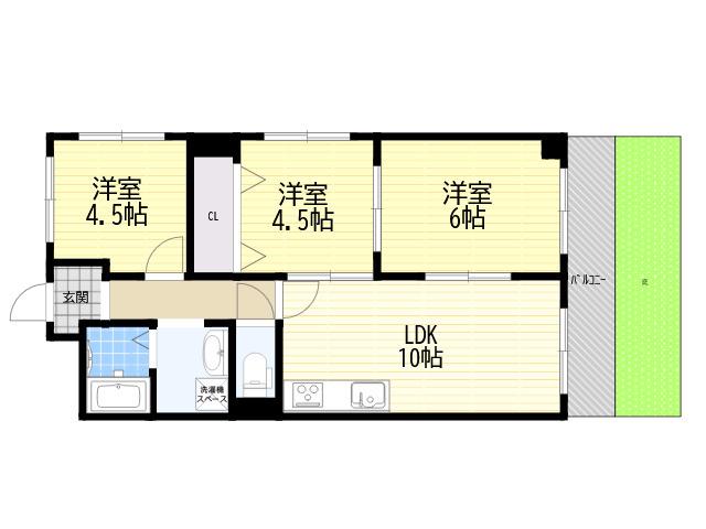 フレンチェ赤坂(3LDK/1階)の間取り写真