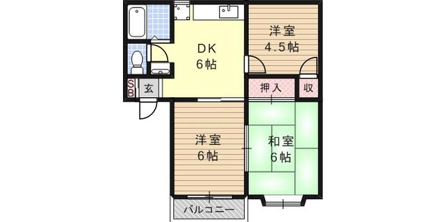 上野通ハイツ(3DK/2階)の間取り写真