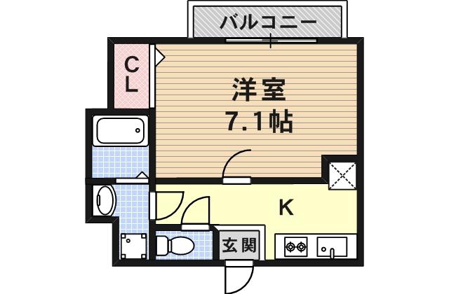 プレジール灘(1K/8階)の間取り写真