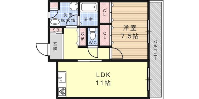 デュコムワイズ(1LDK/5階)の間取り写真
