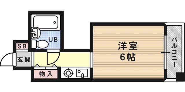 ラ・セーヌ六甲(ワンルーム/2階)の間取り写真