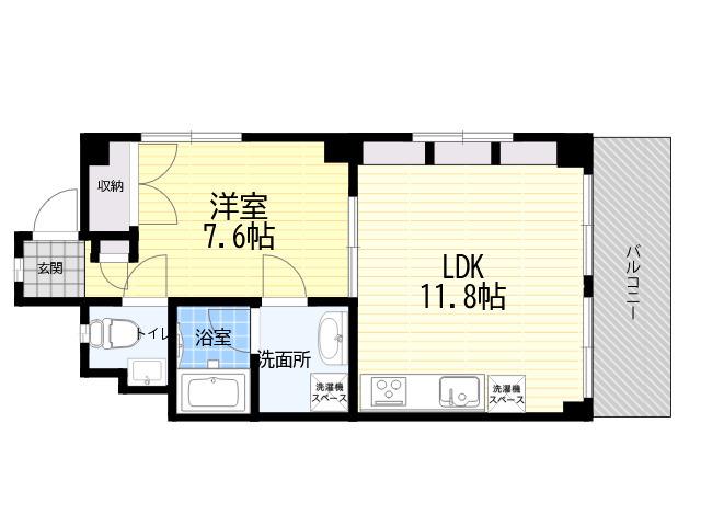 エスポアール甲南山手(2DK/1階)の間取り写真