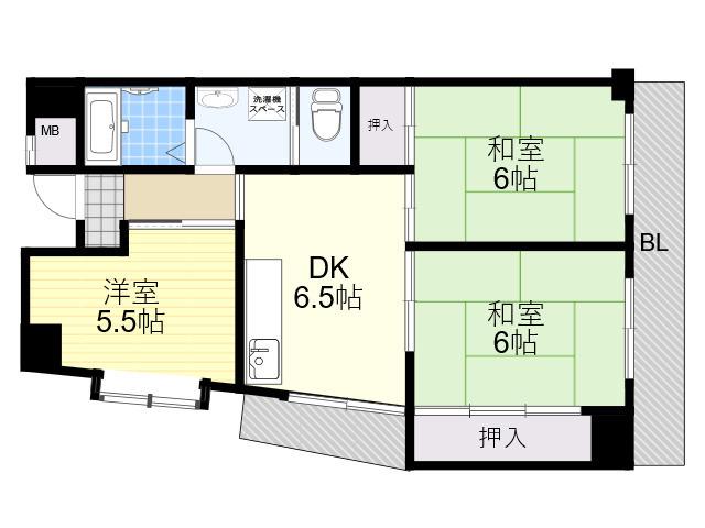 石岡マンション(3DK/2階)の間取り写真