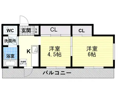 マンション富士(2K/2階)の間取り写真