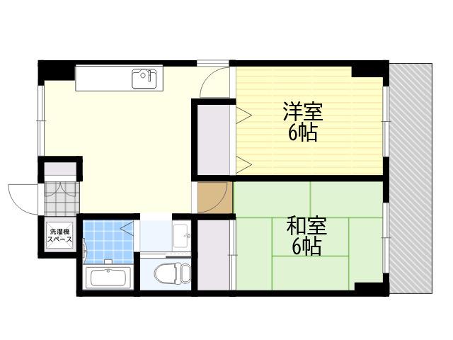 ビューライフ六甲(2DK/2階)の間取り写真