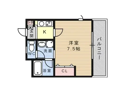 マイコート六甲Ⅱ(1K/2階)の間取り写真