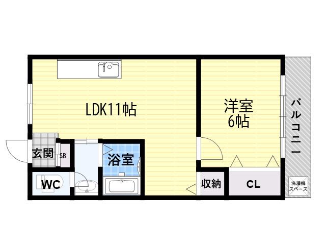 アーバン六甲(1LDK/4階)の間取り写真