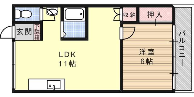 アーバン六甲(1LDK/5階)の間取り写真