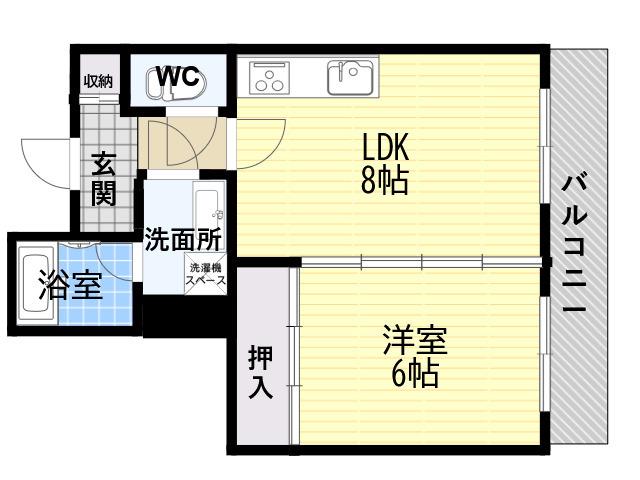 インテリアハシモトビル(1LDK/2階)の間取り写真