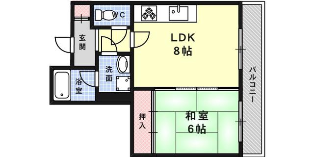 インテリアハシモトビル(1LDK/4階)の間取り写真