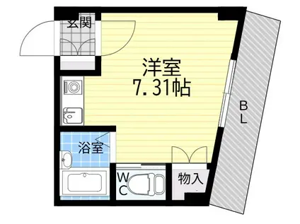 ヒルズ六甲(ワンルーム/2階)の間取り写真