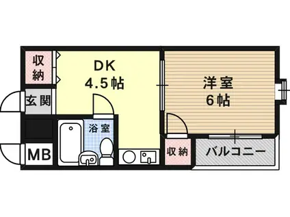 ストーク西灘(1DK/2階)の間取り写真