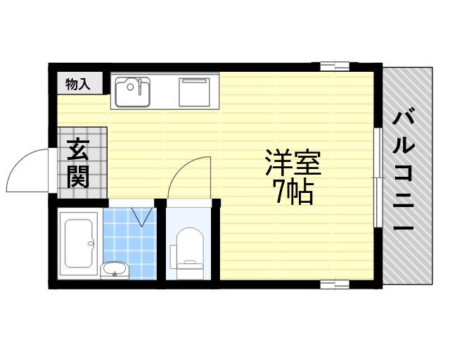 リトル六甲(ワンルーム/1階)の間取り写真