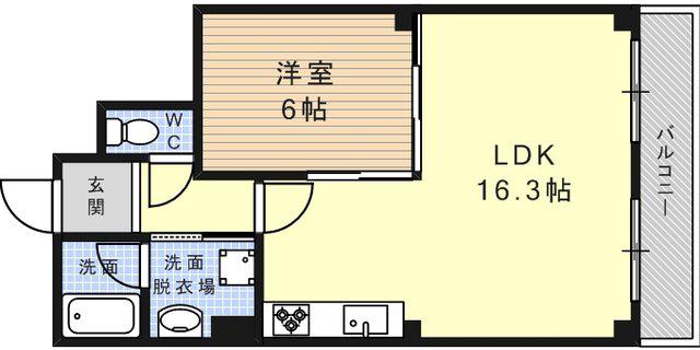 ハウゼ・ケイ魚崎(1LDK/3階)の間取り写真