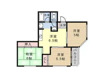 ヴィラコート深江(3DK/1階)の間取り写真