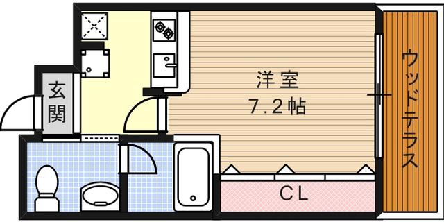 WOB六甲道(1K/6階)の間取り写真