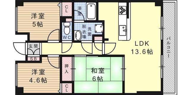 ボシュケ篠原(3LDK/1階)の間取り写真