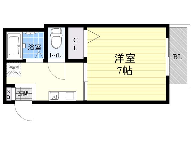 ブロスハイツ住吉本町(1K/2階)の間取り写真