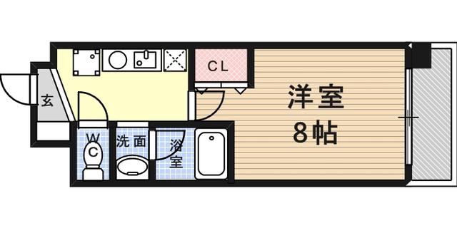 シャインビュー六甲(1K/5階)の間取り写真
