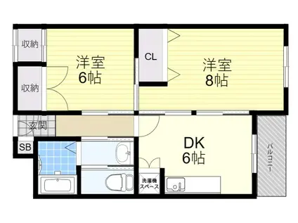 稗田マンション(2LDK/4階)の間取り写真