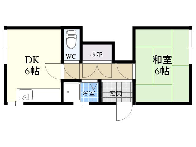 灘北ハイツ(1DK/1階)の間取り写真
