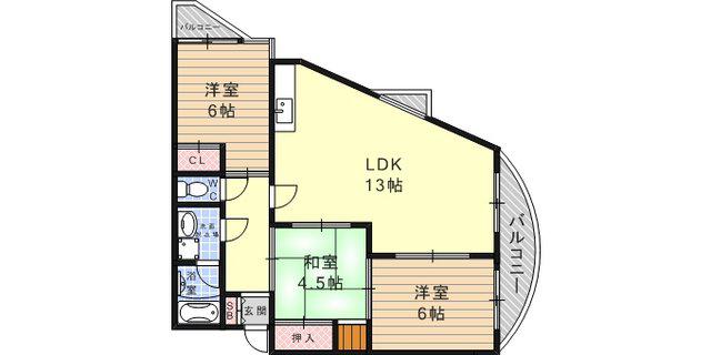ステラ田中町(3DK/3階)の間取り写真