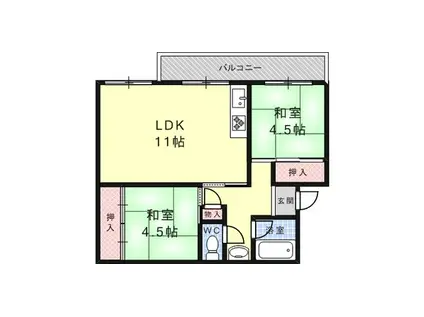 グランディア灘南通(2LDK/3階)の間取り写真