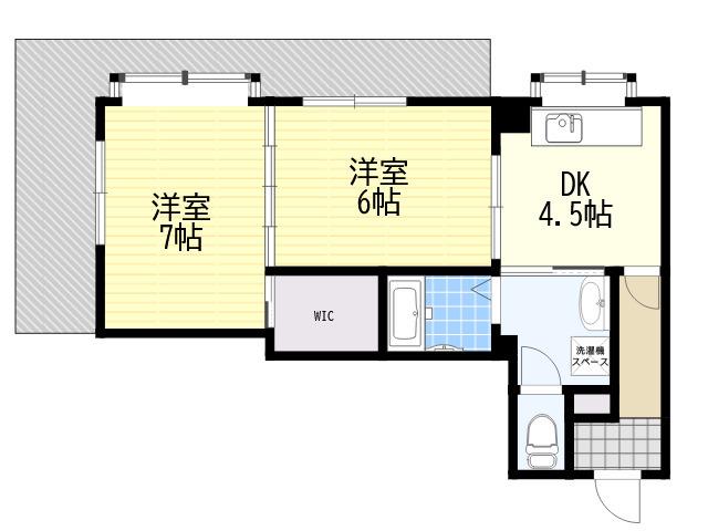 グリーンハイツ角谷(2DK/4階)の間取り写真