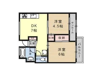 エスペランサ魚崎(2DK/7階)の間取り写真