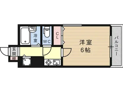 フルール六甲(1K/2階)の間取り写真