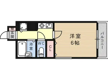 フルール六甲(1K/3階)の間取り写真