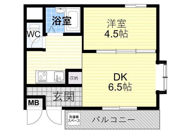 ベルトピア東灘(1DK/1階)の間取り写真