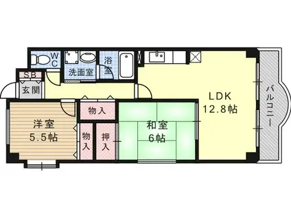 ニックアサヒ(2LDK/3階)の間取り写真