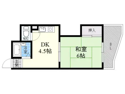 グリーンハイツ山水C棟(1DK/2階)の間取り写真