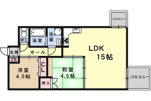 グランドプラザ王子公園(2LDK/1階)の間取り写真