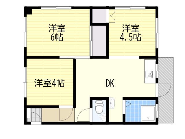 六甲マンション(3DK/4階)の間取り写真