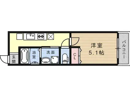 マグノリアパレス(1K/4階)の間取り写真