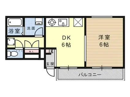 アモンコートⅡ(1DK/2階)の間取り写真