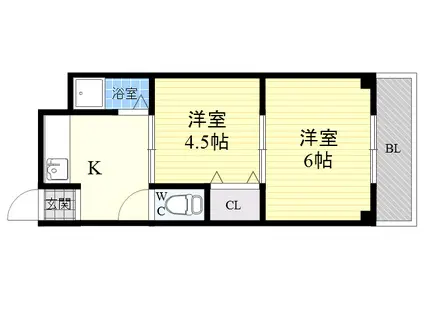 サンハウス図南(2K/3階)の間取り写真