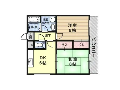 エクセル岩屋(2DK/2階)の間取り写真