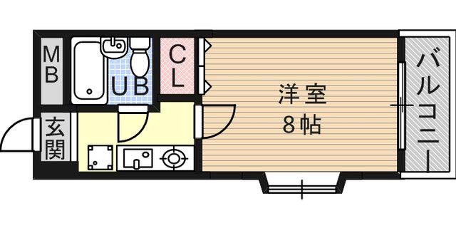 インペリアル六甲道(1K/3階)の間取り写真