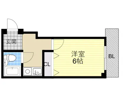 フルール新在家(1K/3階)の間取り写真